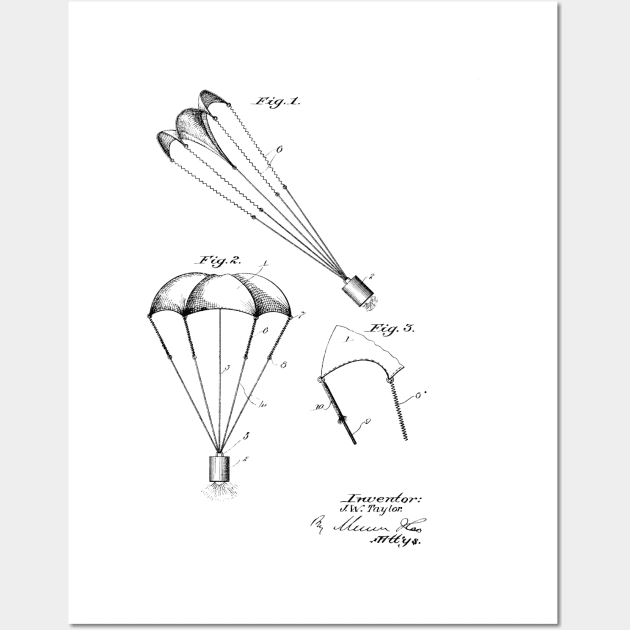 Parachute Vintage Patent Hand Drawing Wall Art by TheYoungDesigns